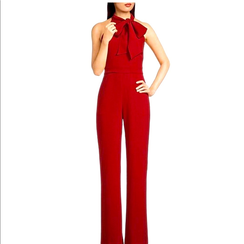 Vince Camuto Sleeveless Bowtie Mock Neck Jumpsuit